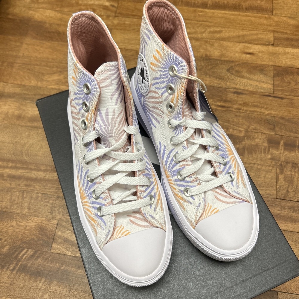 Converse Chuck Taylor All Star Move Hi Womens 8 White Ultraviolet A06672C NIB